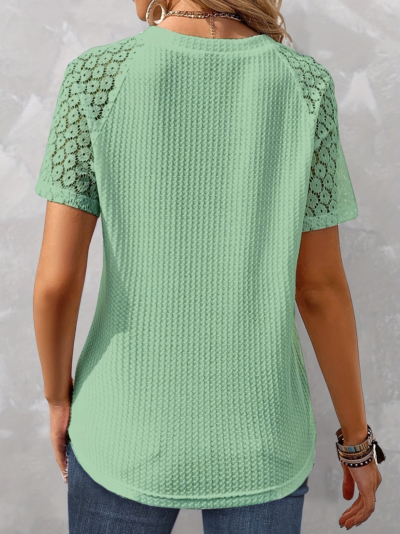Gestructureerd T-shirt met korte mouwen voor dames