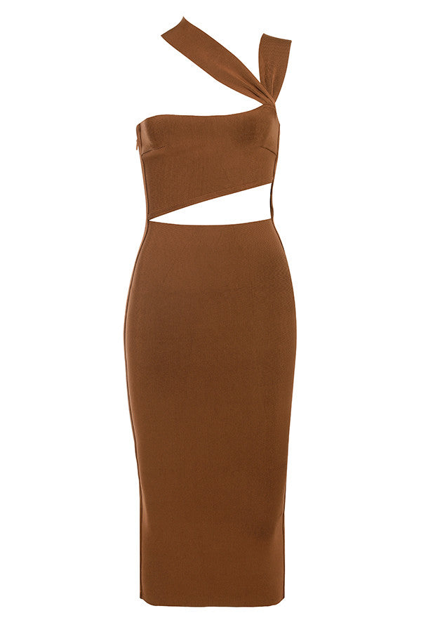 Midi bandage jurk met uitsnijding