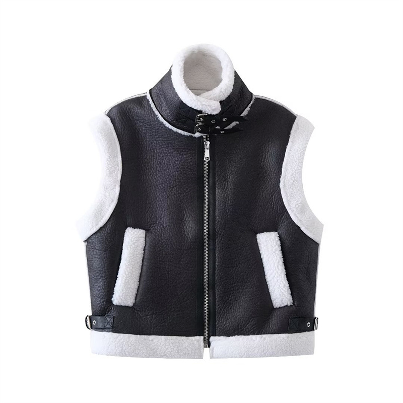 Zwart vest met bont voor dames