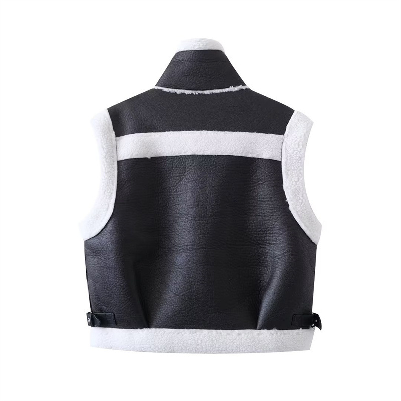 Zwart vest met bont voor dames