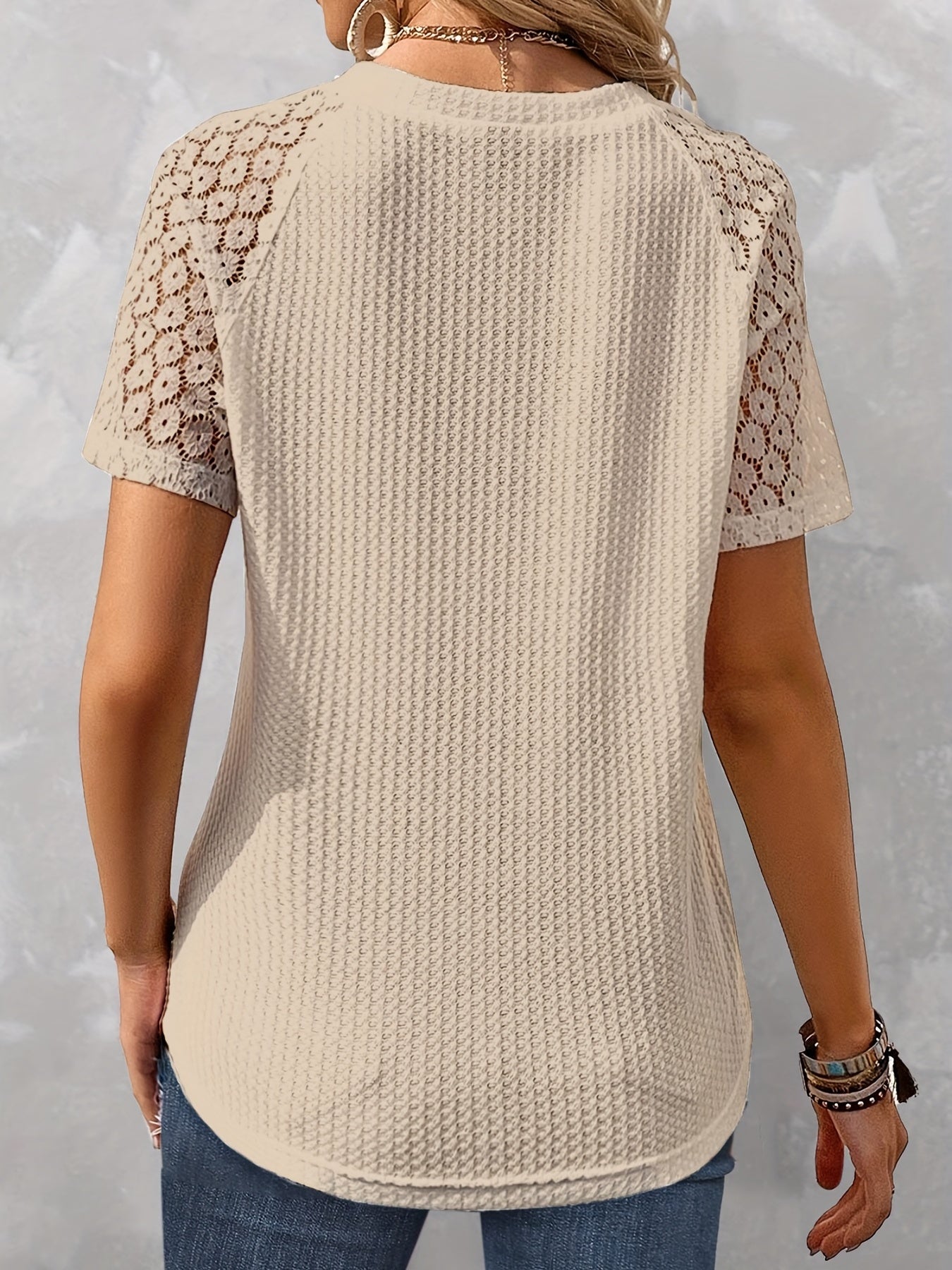 Gestructureerd T-shirt met korte mouwen voor dames