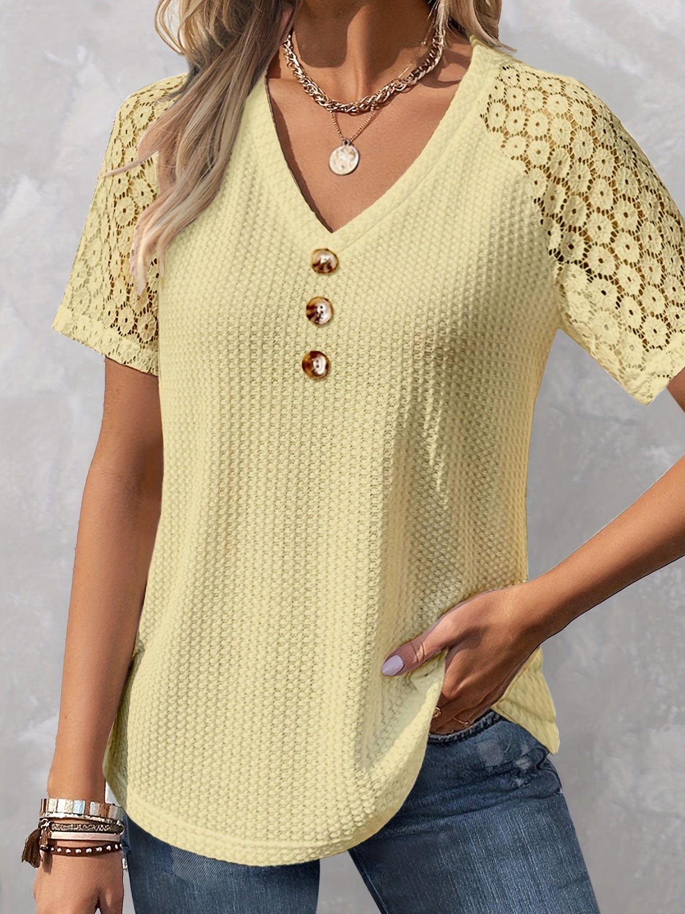 Gestructureerd T-shirt met korte mouwen voor dames