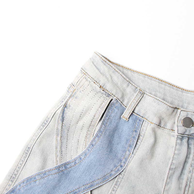Gedraaide jeans met hoge taille voor dames