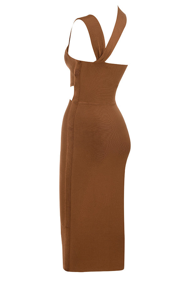 Midi bandage jurk met uitsnijding