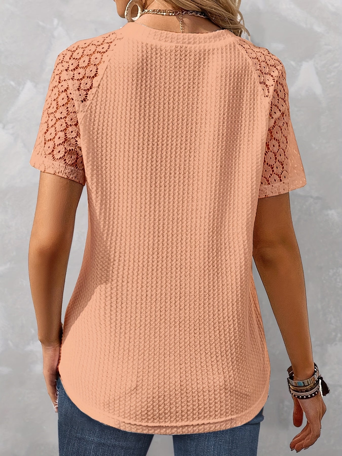 Gestructureerd T-shirt met korte mouwen voor dames
