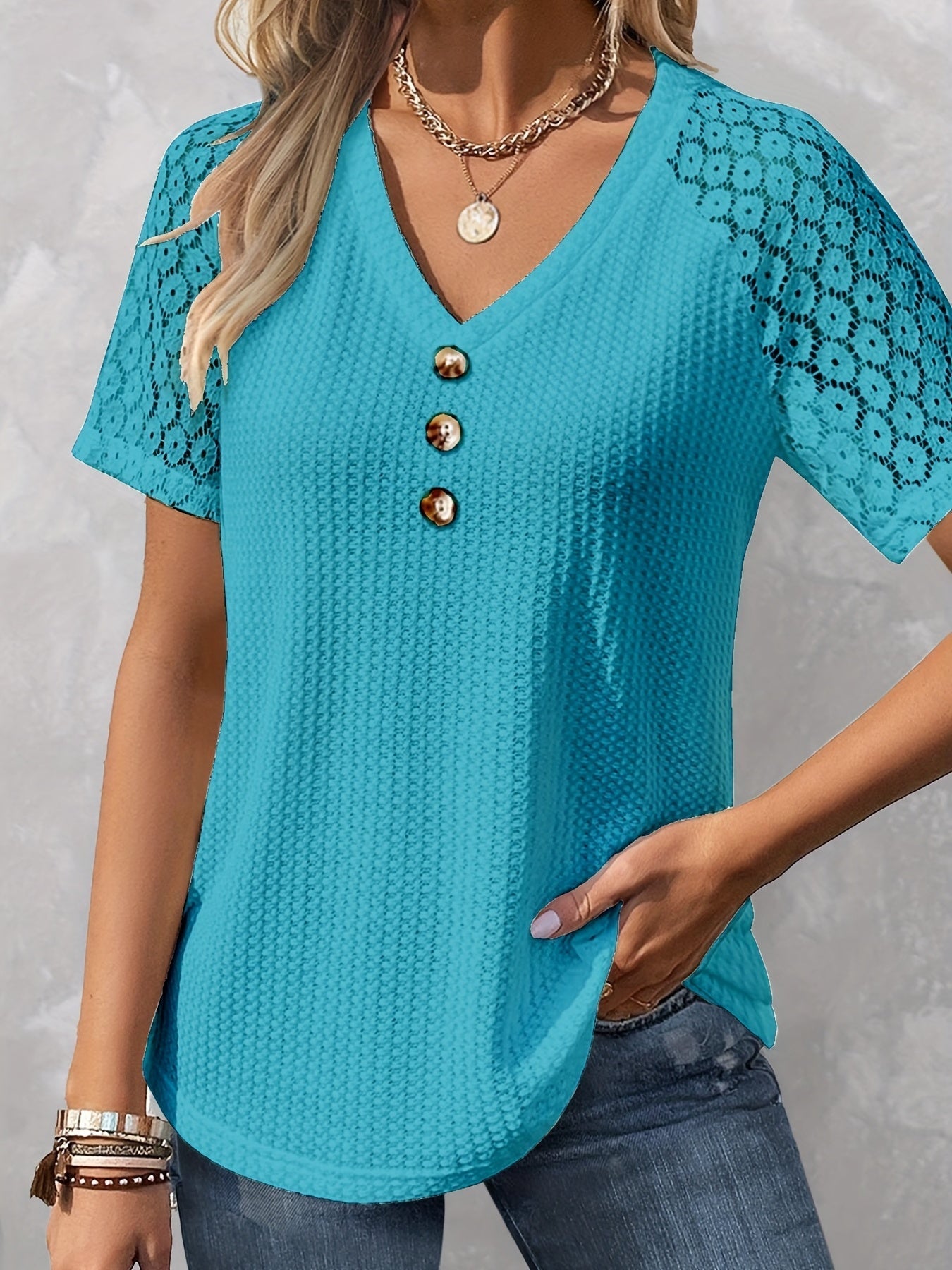 Gestructureerd T-shirt met korte mouwen voor dames