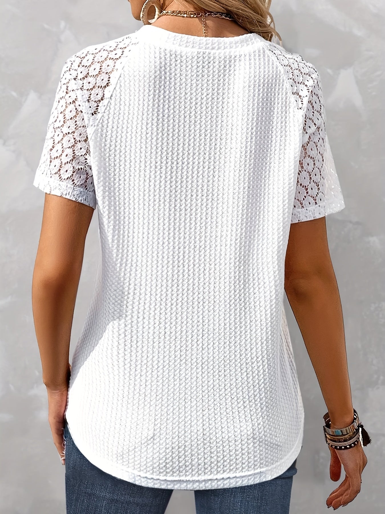 Gestructureerd T-shirt met korte mouwen voor dames