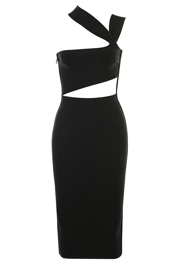 Midi bandage jurk met uitsnijding