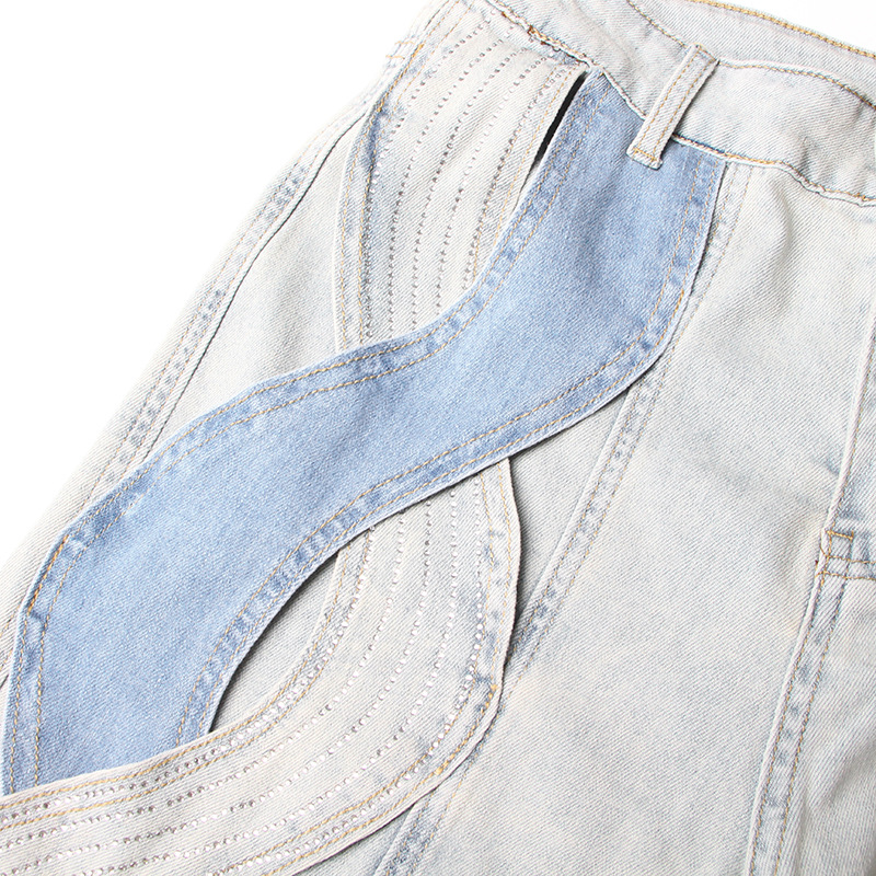 Gedraaide jeans met hoge taille voor dames