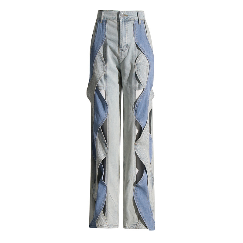 Gedraaide jeans met hoge taille voor dames