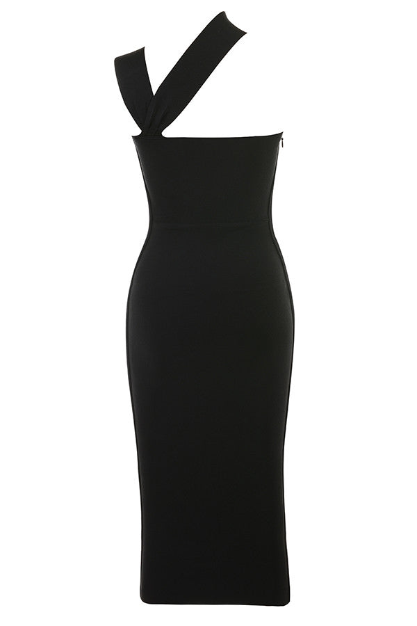 Midi bandage jurk met uitsnijding