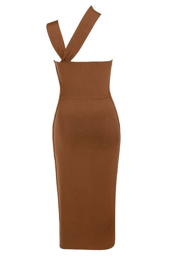Midi bandage jurk met uitsnijding