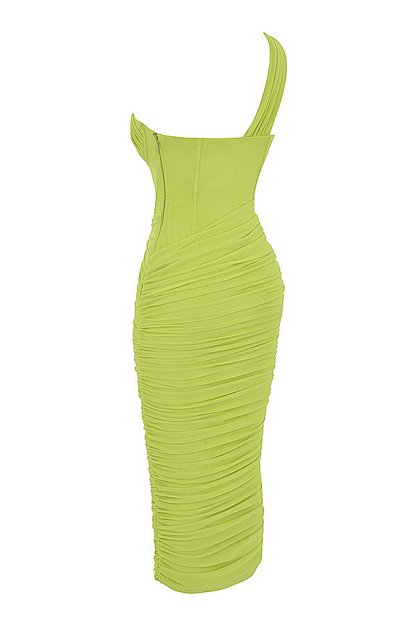 Asymmetrische midi jurk met uitsnijding